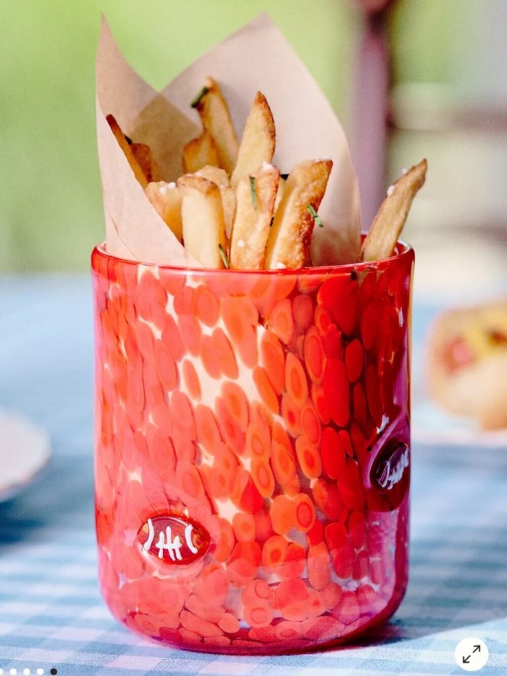 Anthropologie icon juice glass Football red